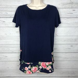 Loveappella Navy Blue Floral Top